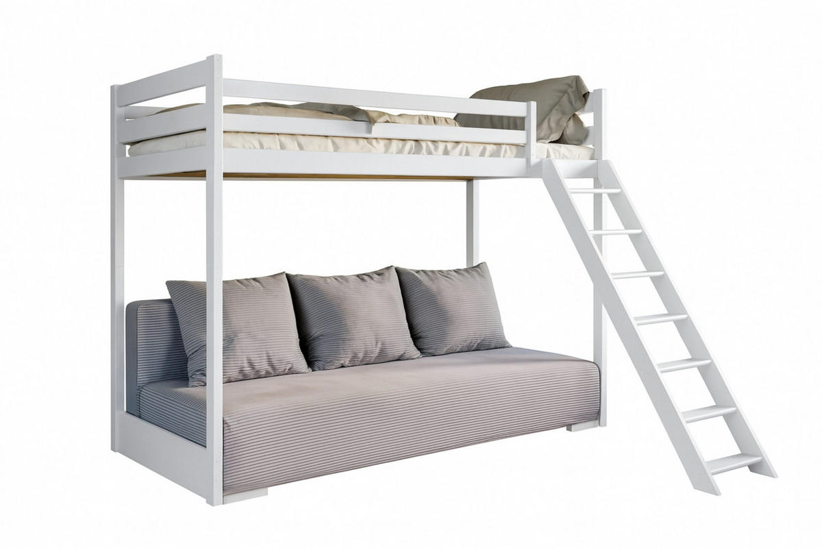 ETAGENBETT SIDNEY 90x200 in Weiß / Greige - Greige/Weiß, Holz/Holzwerkstoff (90/200cm) - Deine Möbel 24