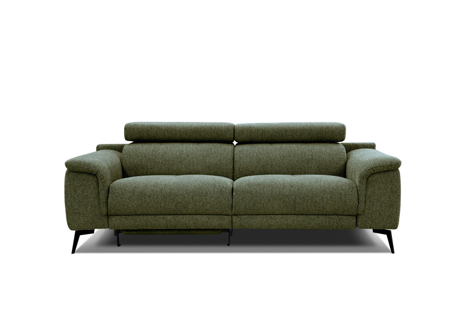 RELAXSOFA FIERO 3-Sitzer mit 1 Relaxfunktion, olivgrün - Schwarz/Olivgrün, Holzwerkstoff/Textil (212/82/103cm) - Courtois Laville