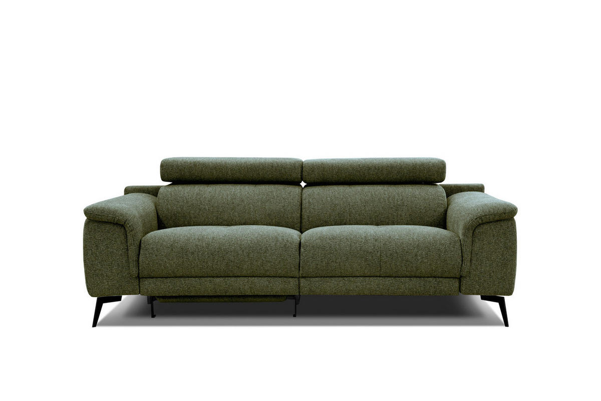 RELAXSOFA FIERO 3-Sitzer mit 1 Relaxfunktion, olivgrün - Schwarz/Olivgrün, Holzwerkstoff/Textil (212/82/103cm) - Courtois Laville