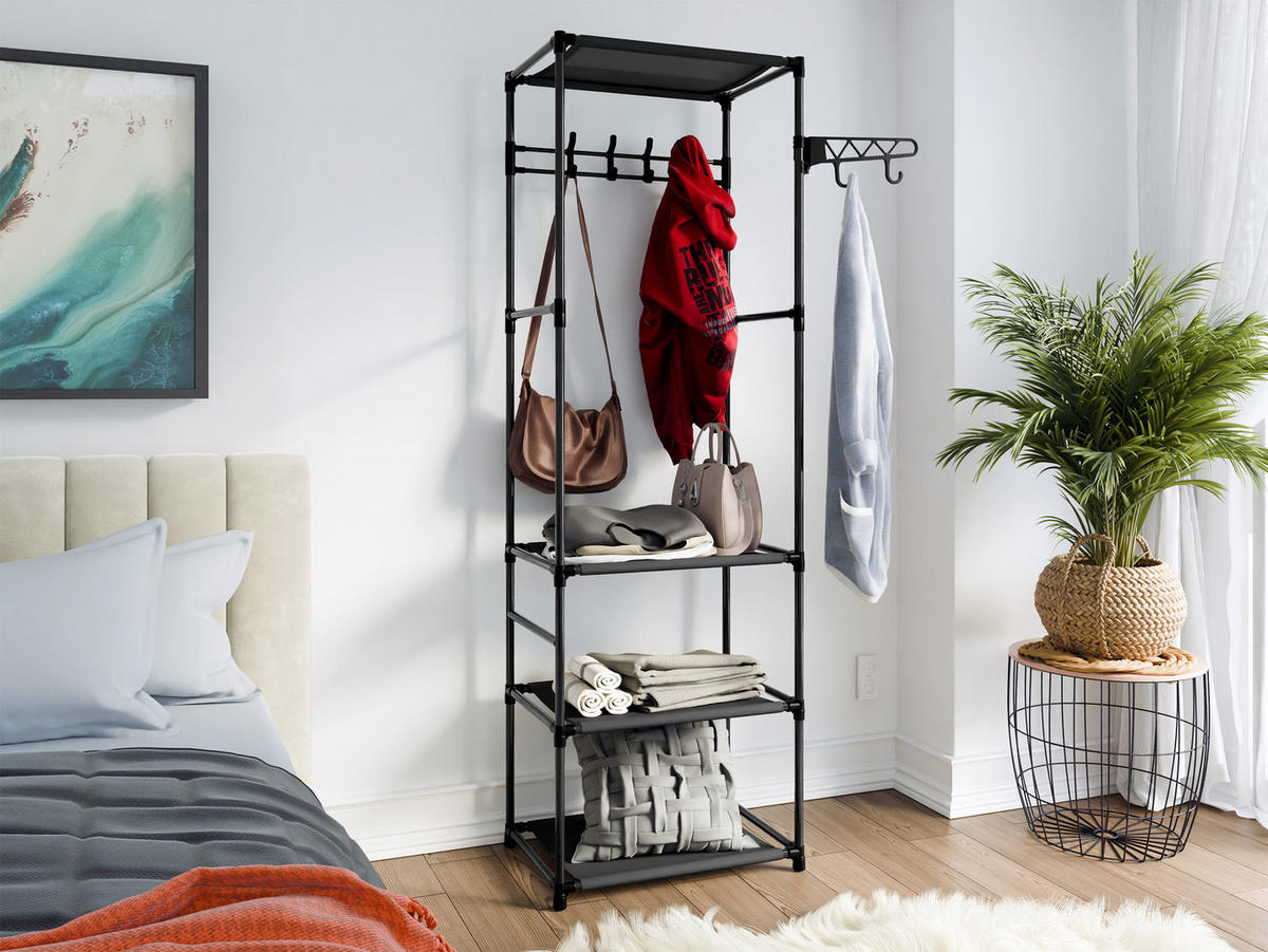 REGAL Danepo - Schwarz, Kunststoff/Textil (50/170/36cm) - MIRJAN24