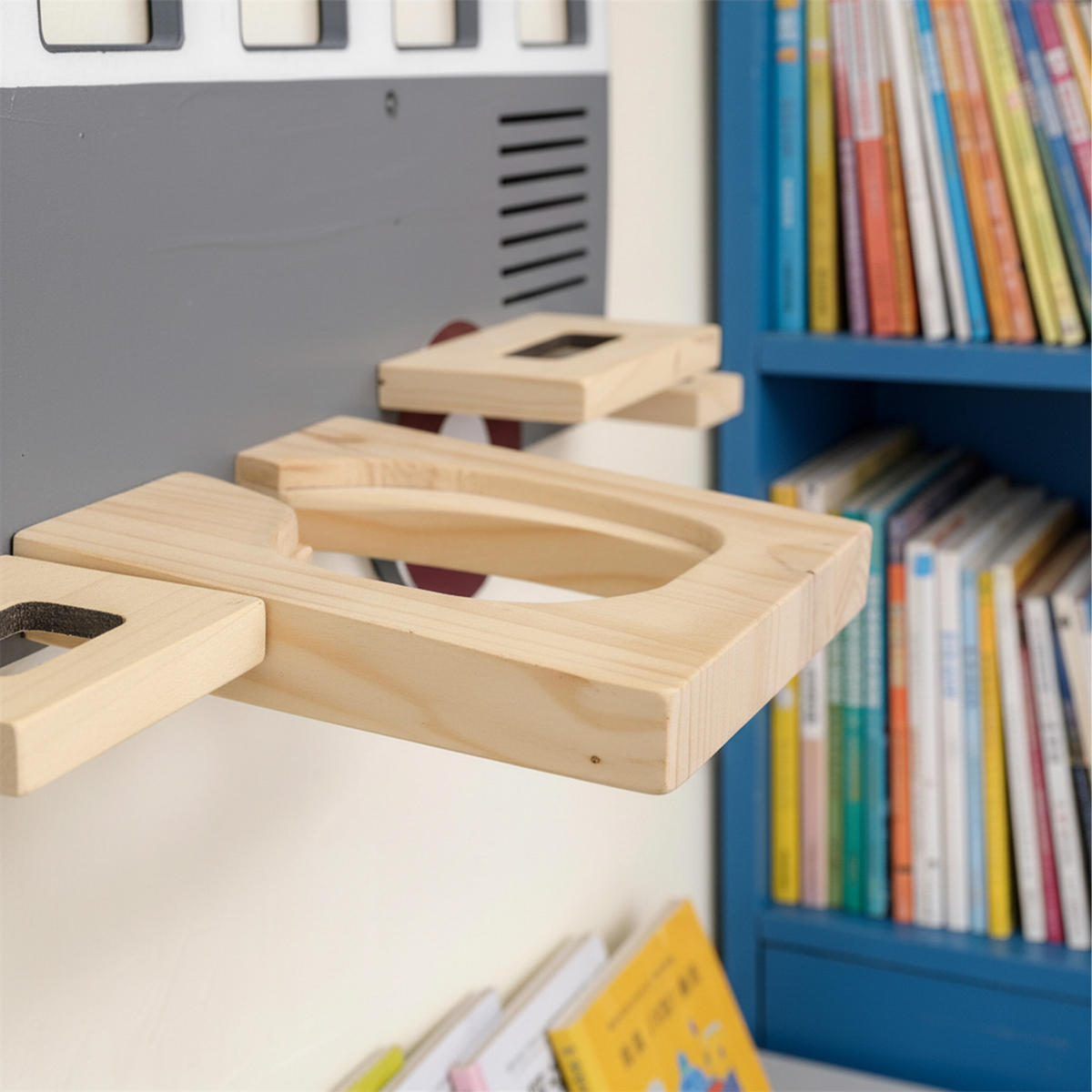 TONIEBOX-REGÁL - sivá, drevo (62/32/13cm) - Relaxdays