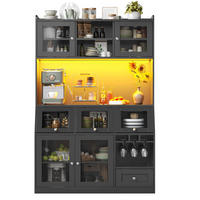 KÜCHENSCHRANK 120x40x181.7Cm LED USB Glas Schwarz - Schwarz, Holzwerkstoff (120/181.7/40cm) - FLIEKS