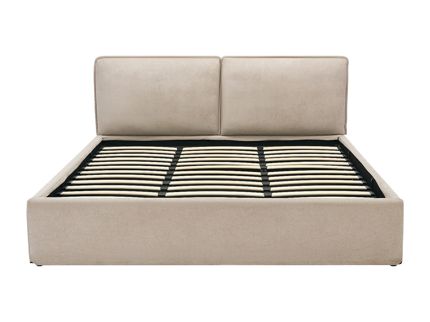 BETT mit Bettkasten - 2 Personen - Stoff - Beige - Beige, Textil (180/200cm) - Vente-Unique