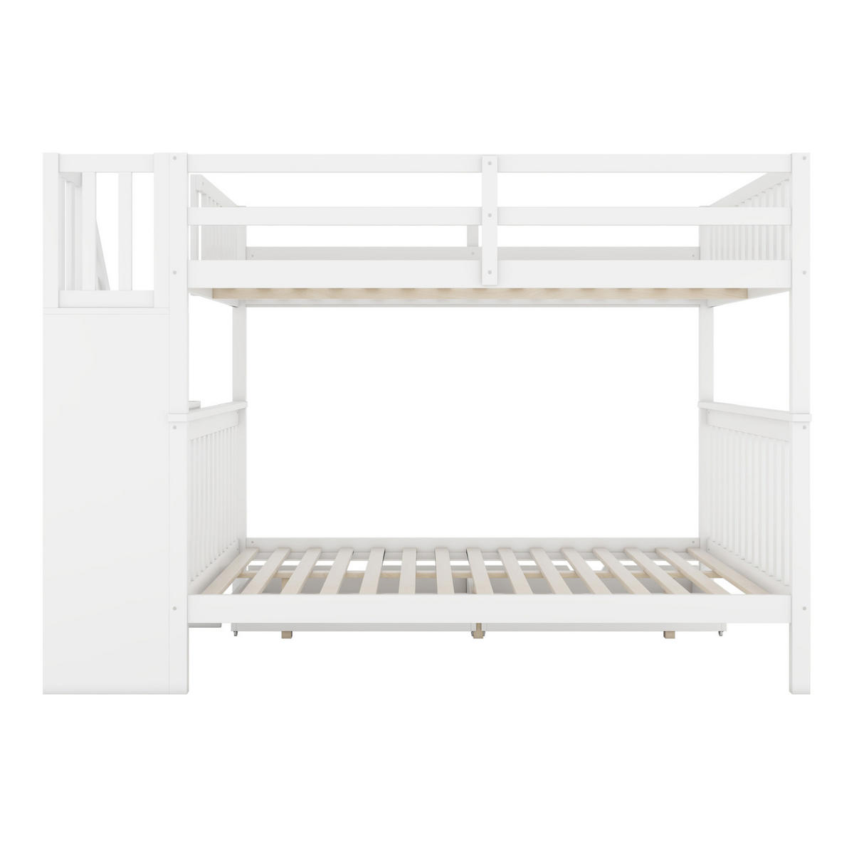 ETAGENBETT 140/200 cm aus Kiefernholz mit Treppenregal, Weiß - Weiß, Holz (140/200cm) - OKMYHOME