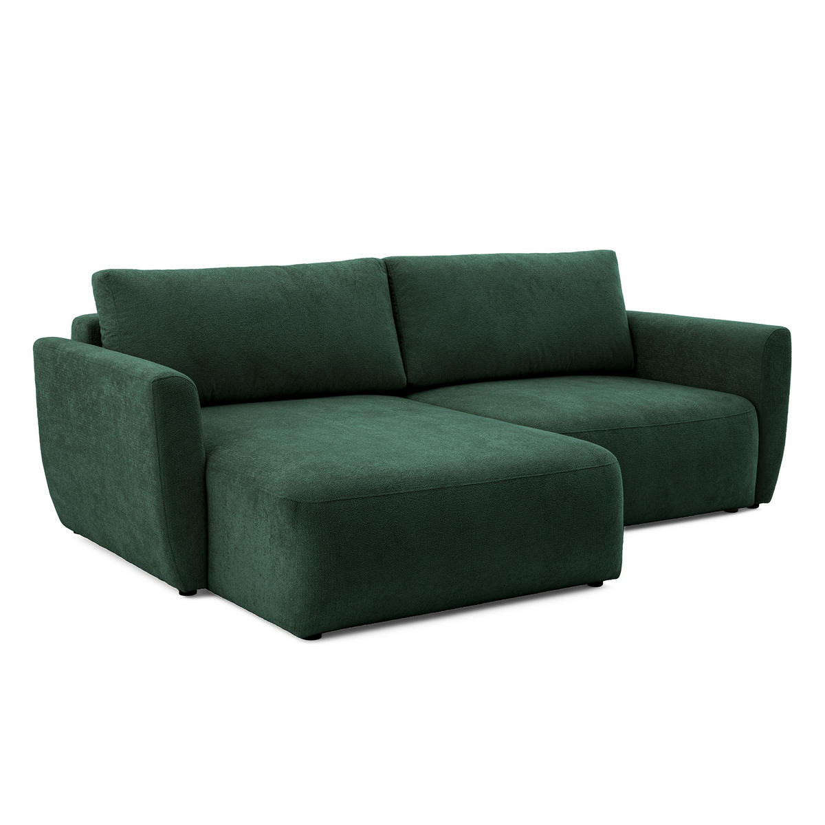 ECKSOFA BELLA L Links mit Schlaffunktion 140x205 Velours Dunkelgrün - Dunkelgrün/Schwarz, Holz/Kunststoff (230/165cm) - Muffo