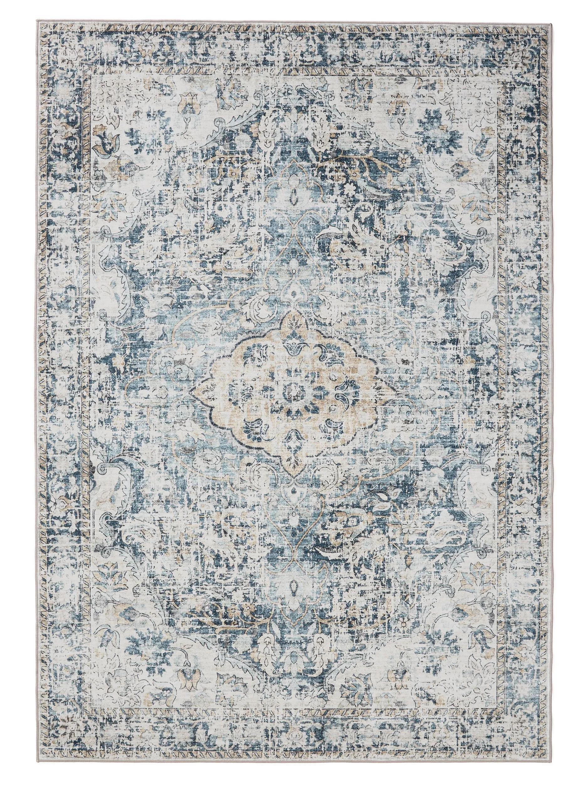 VINTAGE-TEPPICH George waschbar 200x300 cm - Blau, Kunststoff (200/300cm) - benuta