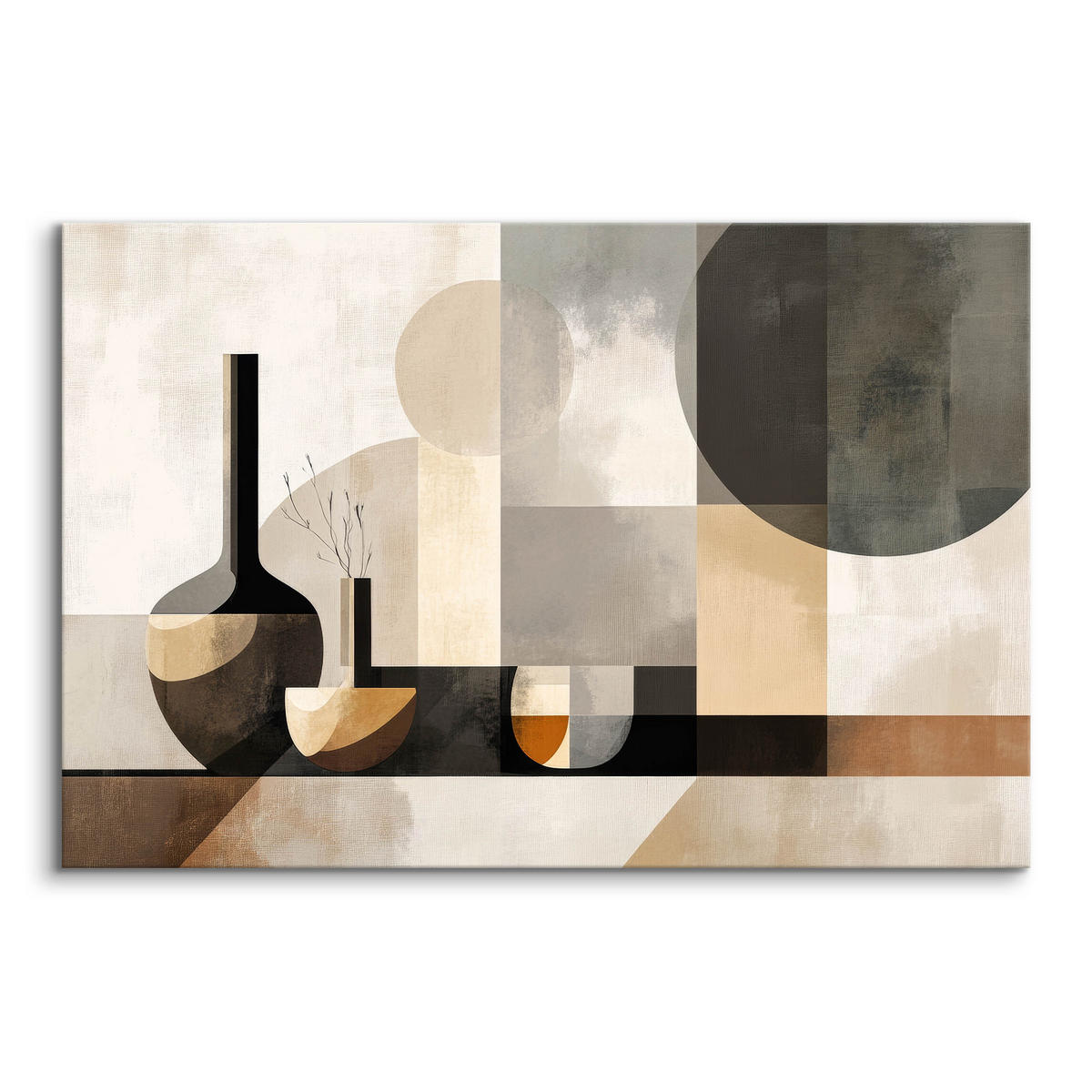 LEINWANDBILD Abstraktion Boho Stil 120/80 cm - Beige/Schwarz, Textil (120/80cm) - Muralo