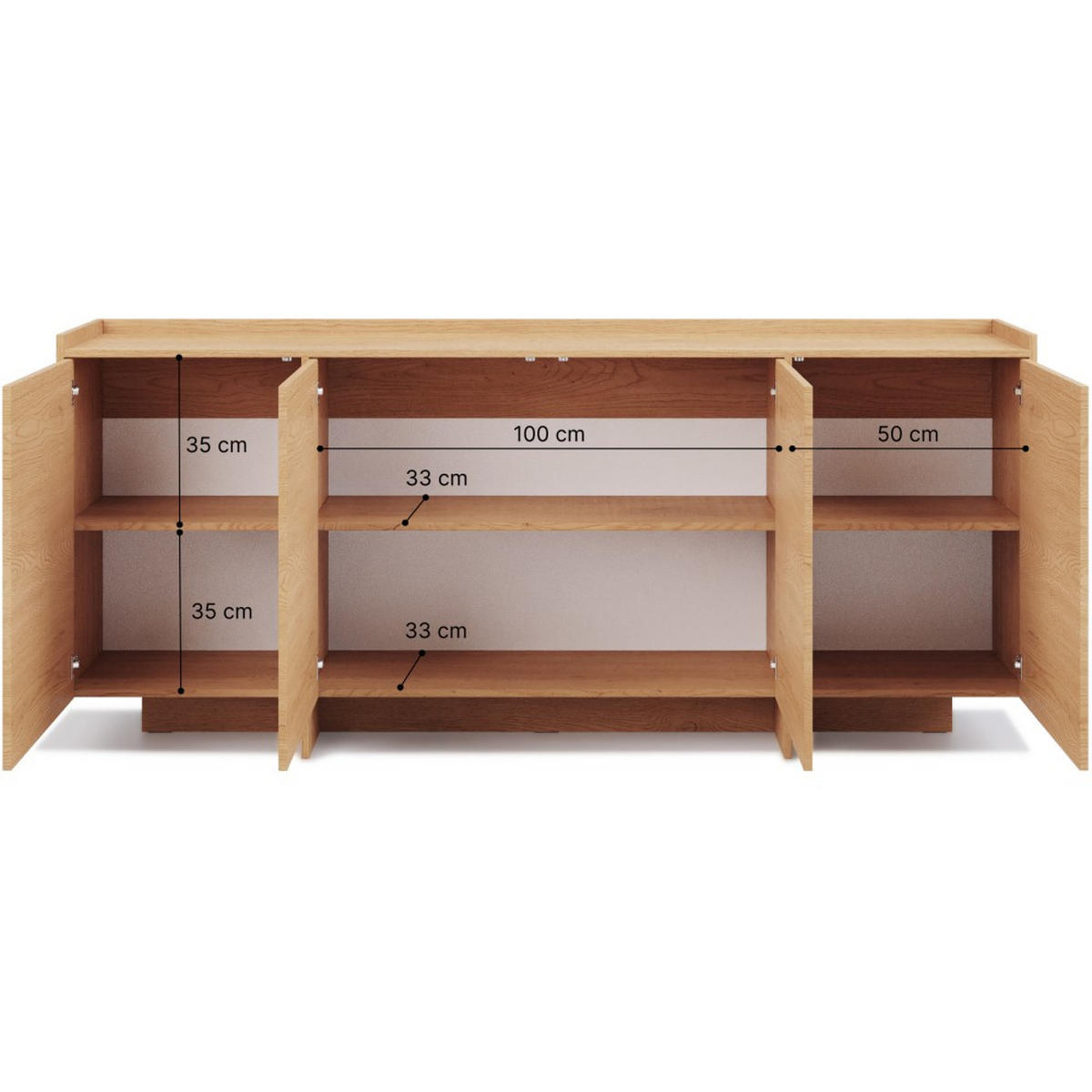 KOMMODE Juni mit 4 Türen, 200 cm, eiche Cremona - Eichefarben, Holzwerkstoff (200/90/38cm) - Beautysofa