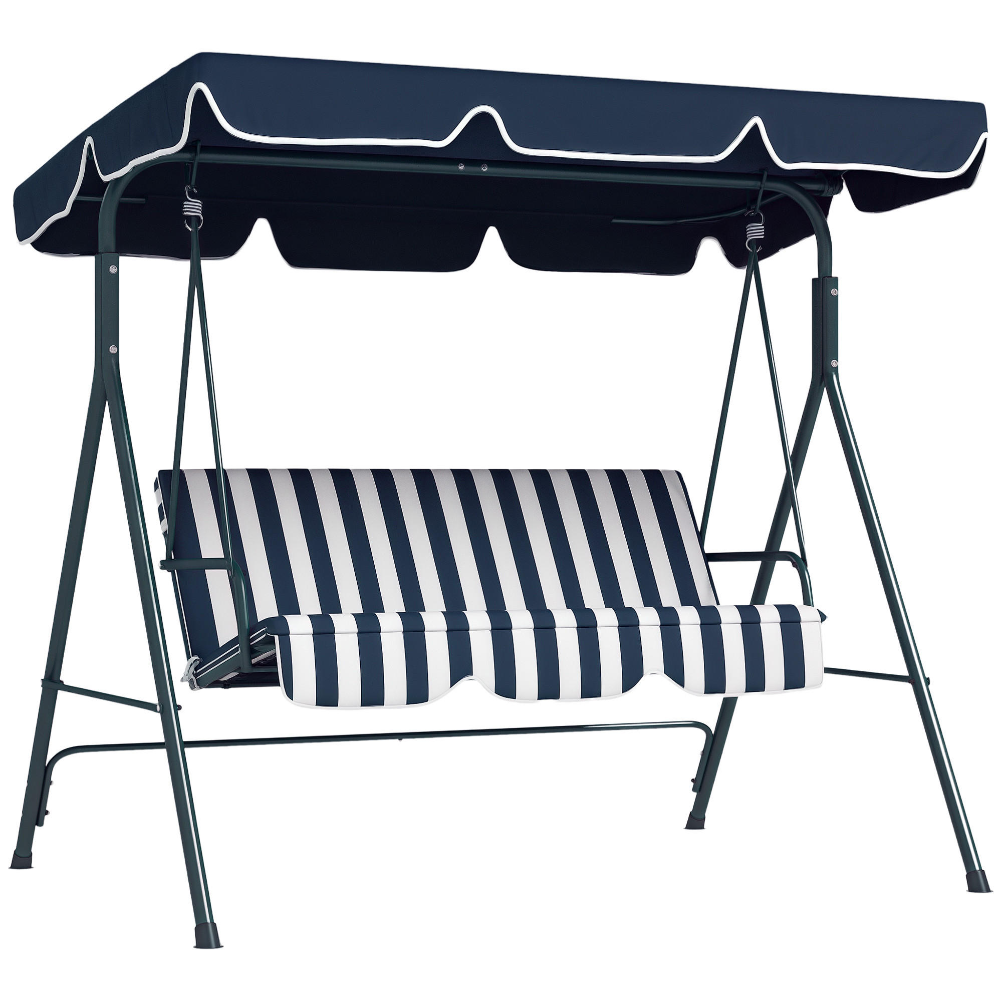 GARTENSCHAUKEL Blau Schwarz 3-Sitzer - Blau, Metall (172/153/110cm) - PANGIVO