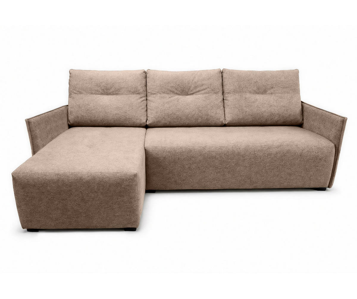 ECKSOFA L Form Damascus Creme 212/143/88 cm Links mit Schlaffunktion - Creme/Schwarz, Kunststoff/Textil (143/212cm) - AX Living