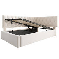 POLSTERBETT 90/200 cm Beige mit hydraulischem Stauraum, ohne Matratze - Beige, Holz/Textil (90/200cm) - Oxeza