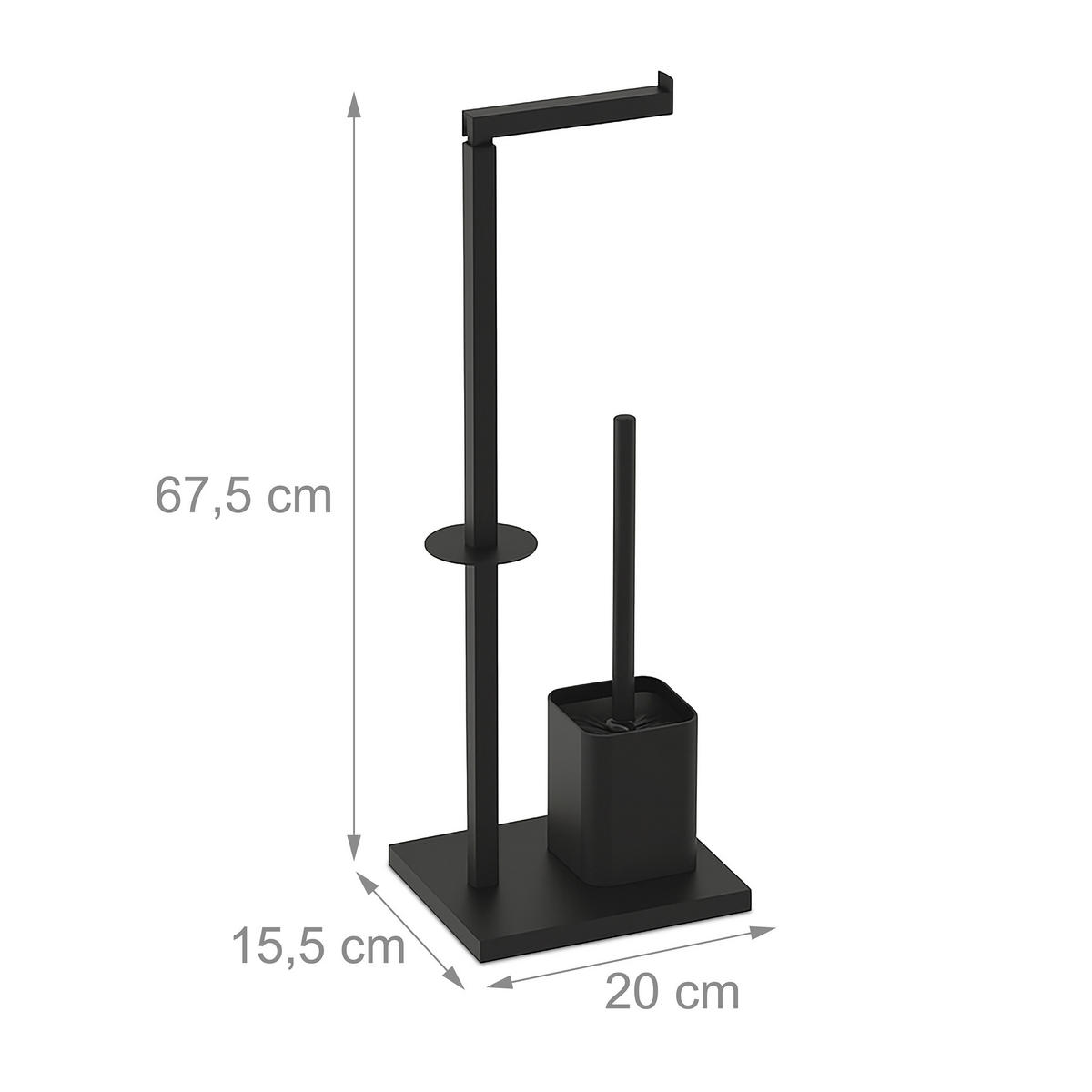 WC-GARNITUR - Schwarz, Kunststoff/Metall (20/67.5/15.5cm) - Relaxdays