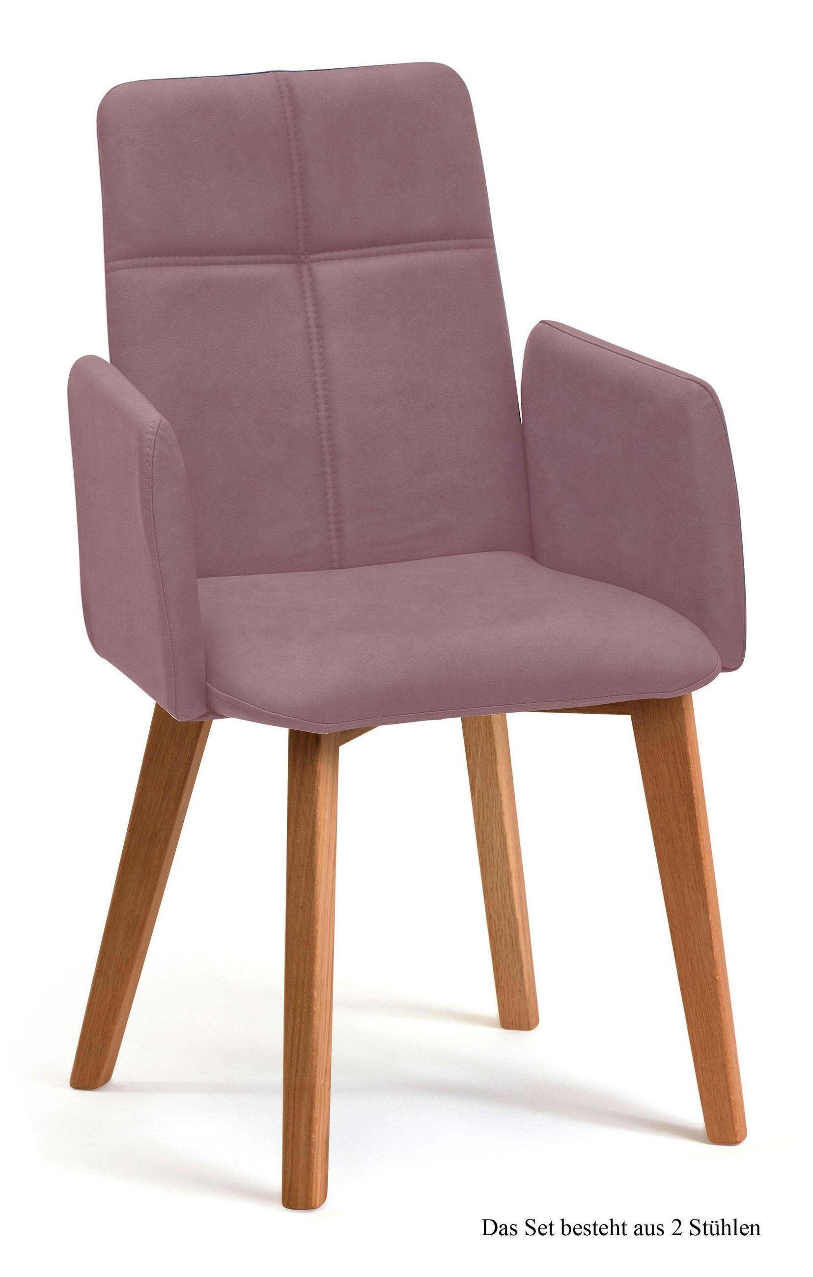 ARMLEHNSTUHL (2er-Set) Dardana 52x92x60 Eiche geölt/Rosewood - Eichefarben/Dunkelrosa, Kunststoff (60/92/52cm) - 58aufmkessel