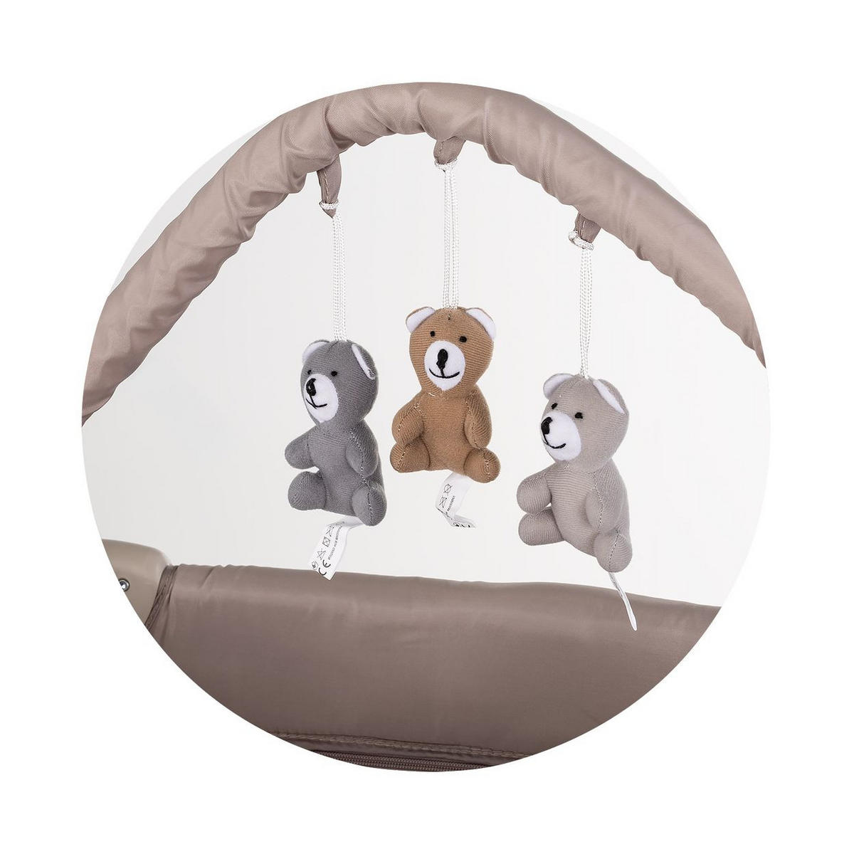 BABYREISEBETT Luna beige braun Wickelauflage, Spielbogen, Faltmatratze, Seiteneingang, 2 Ebenen - Beige, Metall (60/120cm) - Chipolino