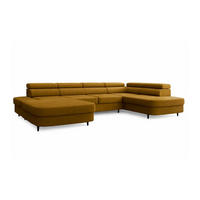 ECKSOFA U-Form PRIAM U Rechts mit Schlaffunktion 126x270 Velours Honig - Schwarz/Honig, Holz/Textil (203/91/350cm) - Muffo
