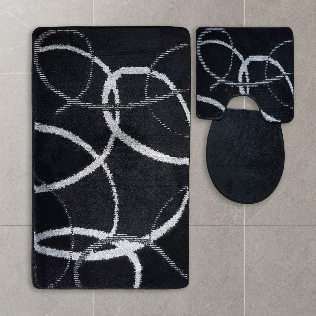 BADEMATTE Set 3 tlg SCHWARZ - Schwarz, Textil (60/100cm) - ROLFNERS