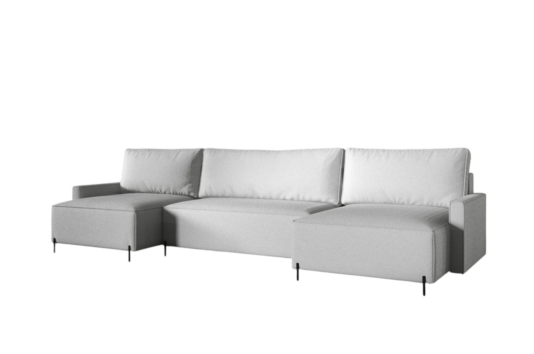 WOHNLANDSCHAFT Braga - Hellgrau, Holzwerkstoff/Textil (372/80/153cm) - Fun Möbel