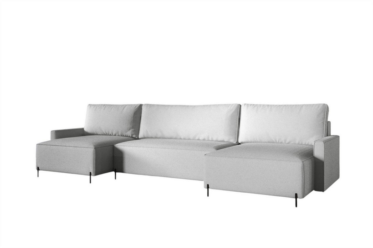 WOHNLANDSCHAFT Braga - Hellgrau, Holzwerkstoff/Textil (372/80/153cm) - Fun Möbel