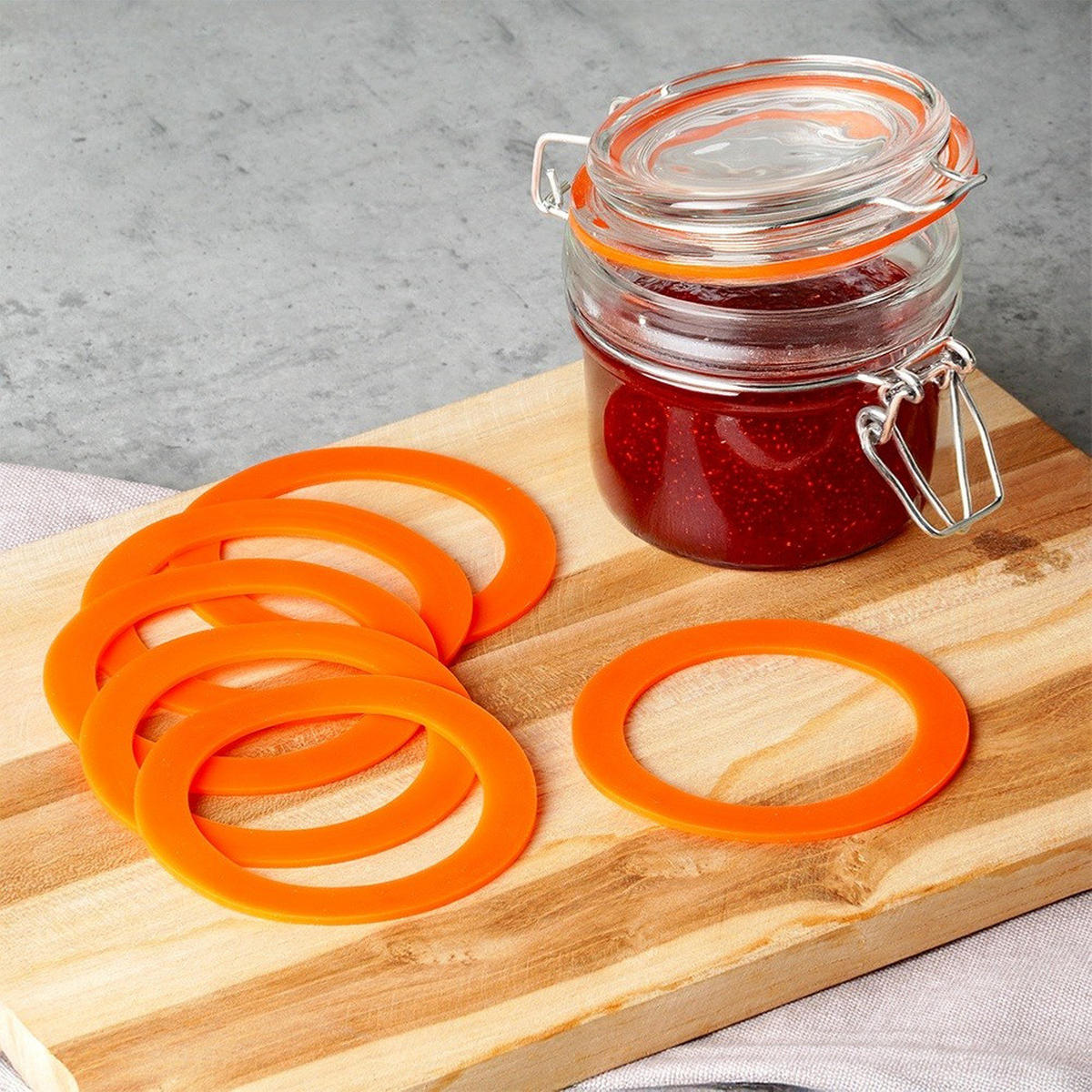 DICHTUNGSRINGE Silikon 8,1 cm 6-teilig Orange - Orange, Kunststoff (1L) - Orion 