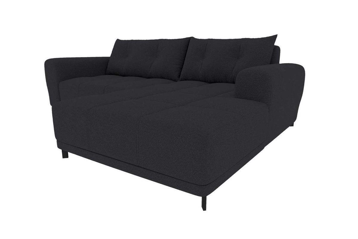 ECKSOFA Massimo Strukturstoff Schwarz inkl. Schlaffunktion Rechts - Schwarz, Textil/Metall (246/177cm) - 99rooms