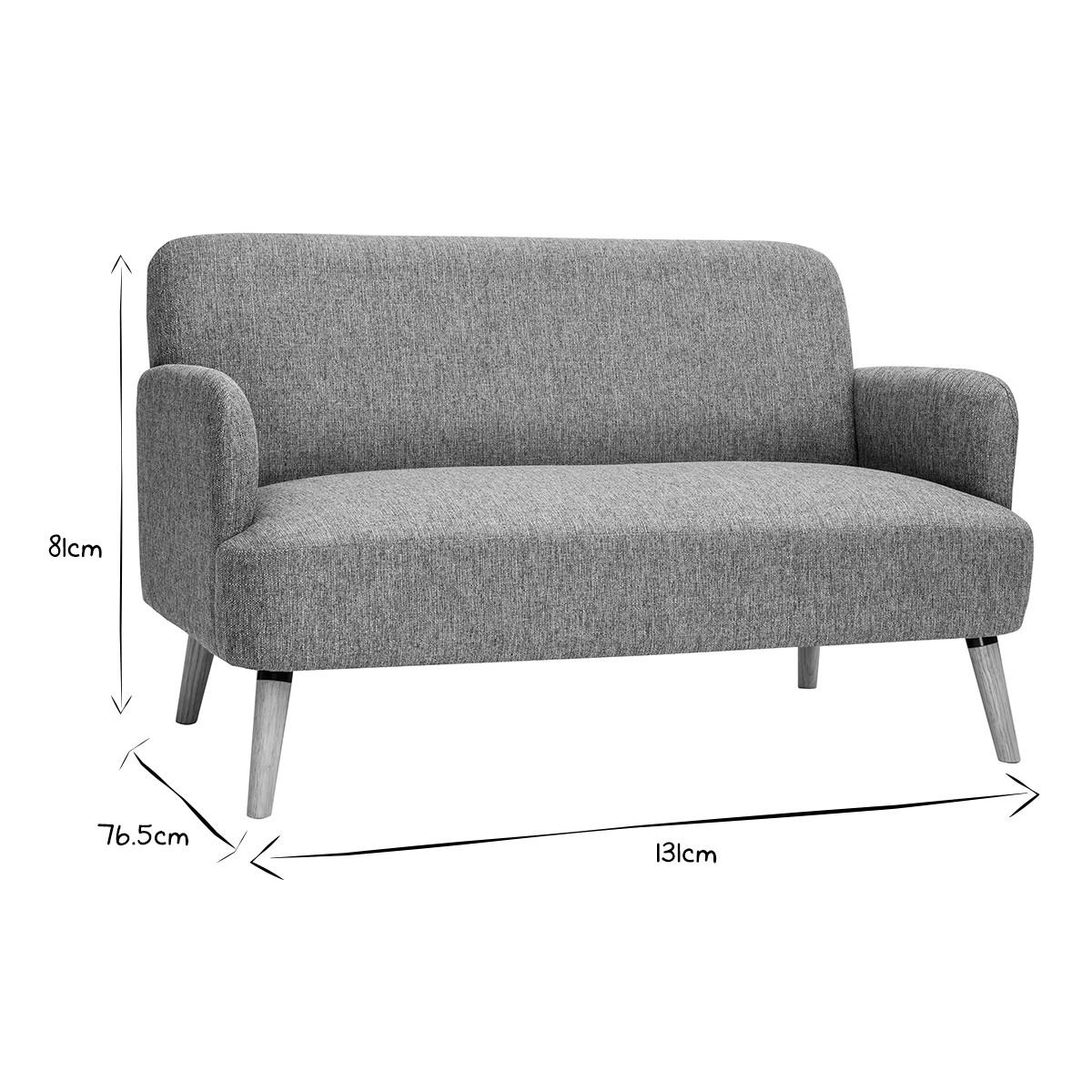 SOFA 2-Sitzer Hellgrauer Stoff Helles Holz ISKO - Hellgrau, Textil (131/81/76.5cm) - Miliboo