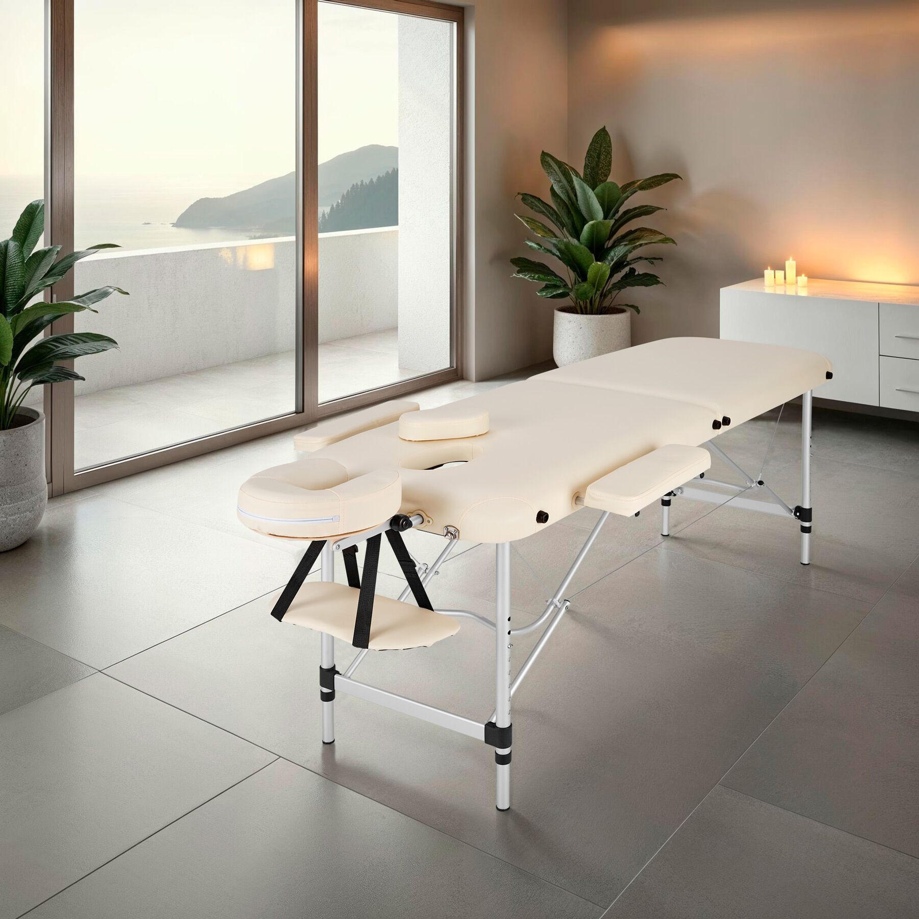 Thumbnail - tectake Massageliege, Beige, Metall, 95x89x210 cm, Freizeit, Wellness, Körperpflege, Wohlfühlprodukte