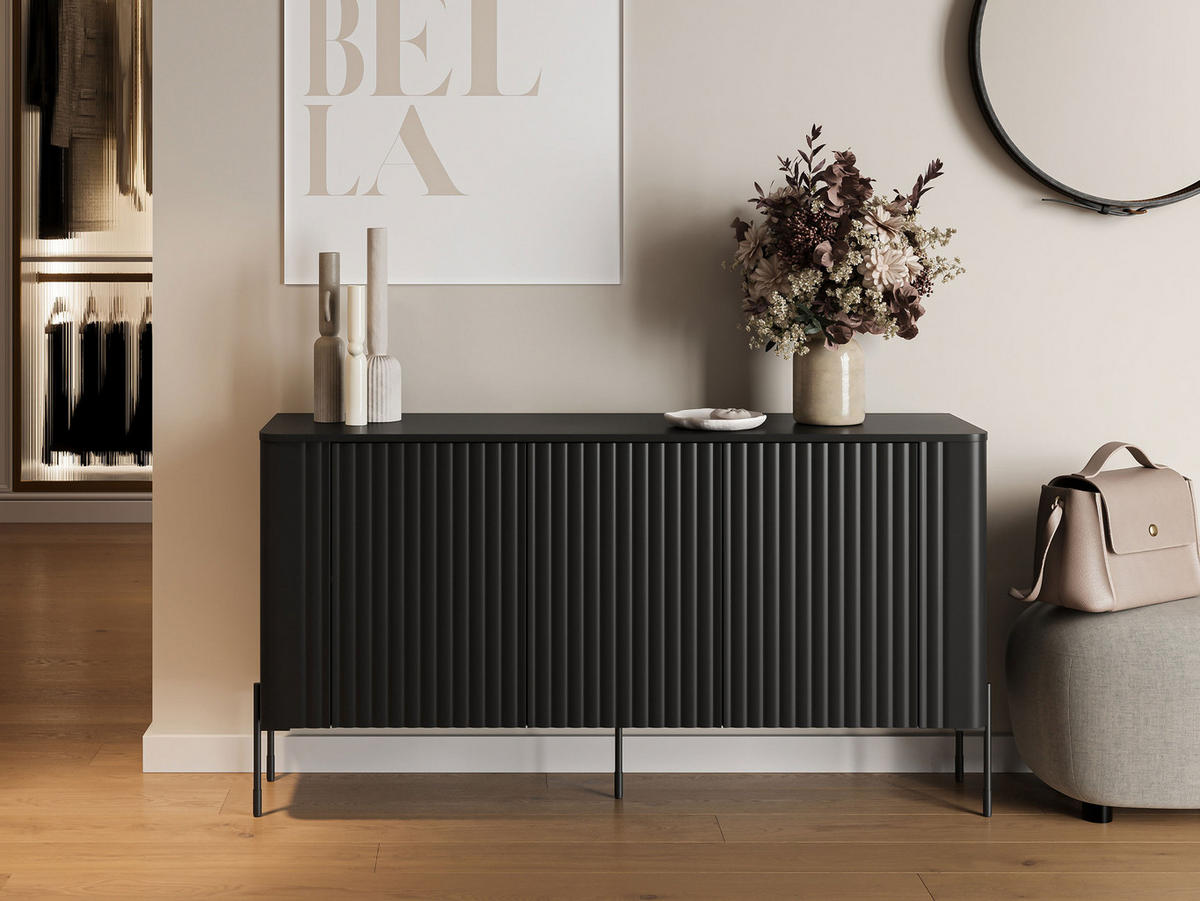 SIDEBOARD Vera 150 - Schwarz, Holzwerkstoff/Metall (150/80/40cm) - MIRJAN24