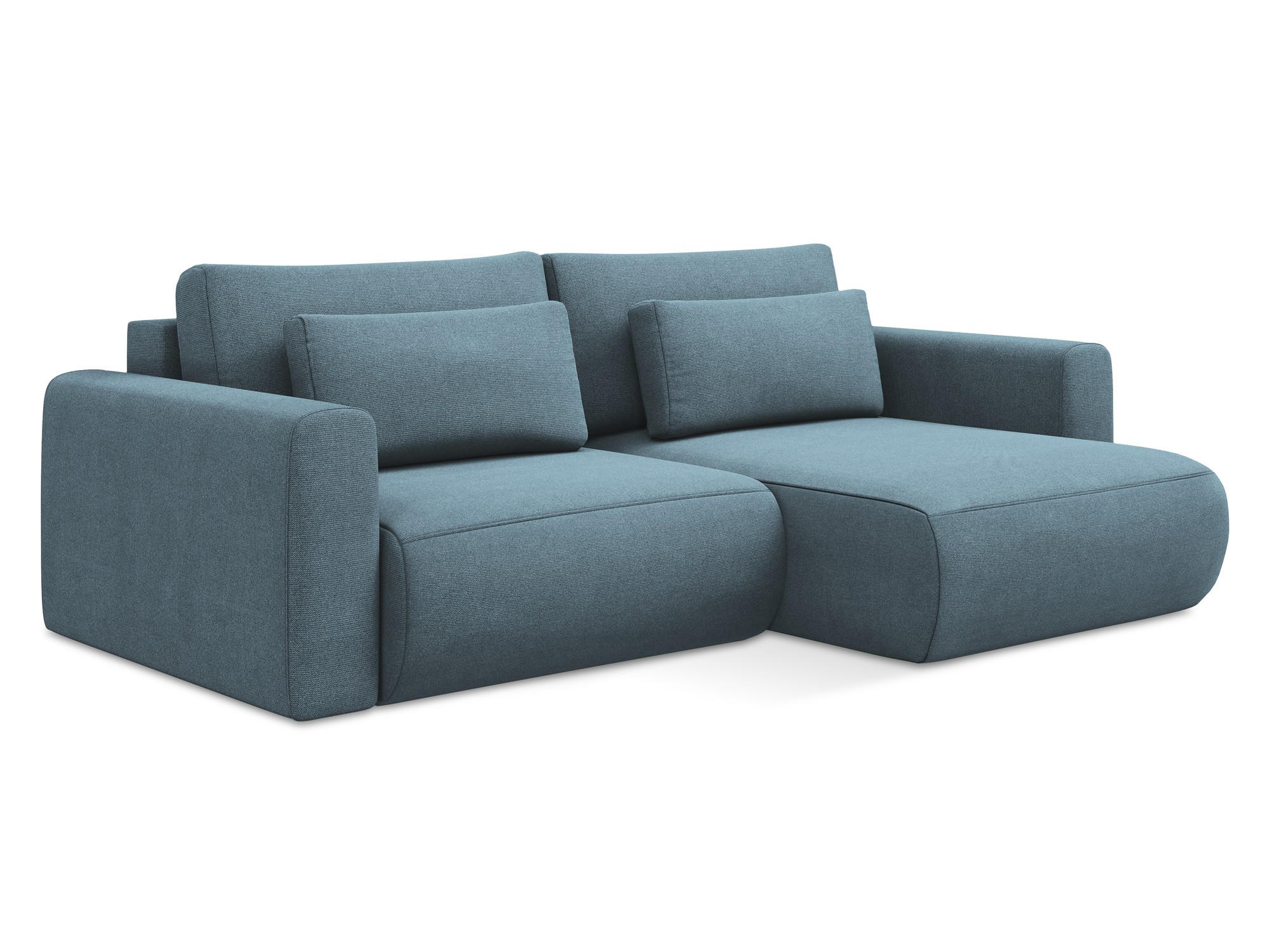 ECKSOFA mit Schlaffunktion Strukturstoff Stoff Blau - Blau/Schwarz, Kunststoff/Textil (240/149cm) - Makamii