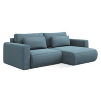 ECKSOFA mit Schlaffunktion Strukturstoff Stoff Blau - Blau/Schwarz, Kunststoff/Textil (240/149cm) - Makamii