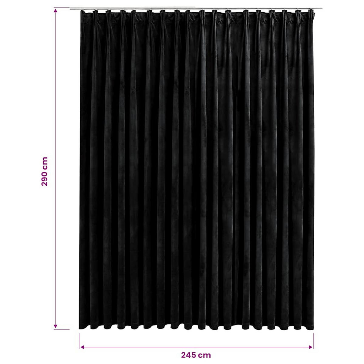 VERDUNKELUNGSVORHANG Mit Haken Samt Schwarz 290/245 Cm - Schwarz, Textil (290/245/1cm) - vidaXL