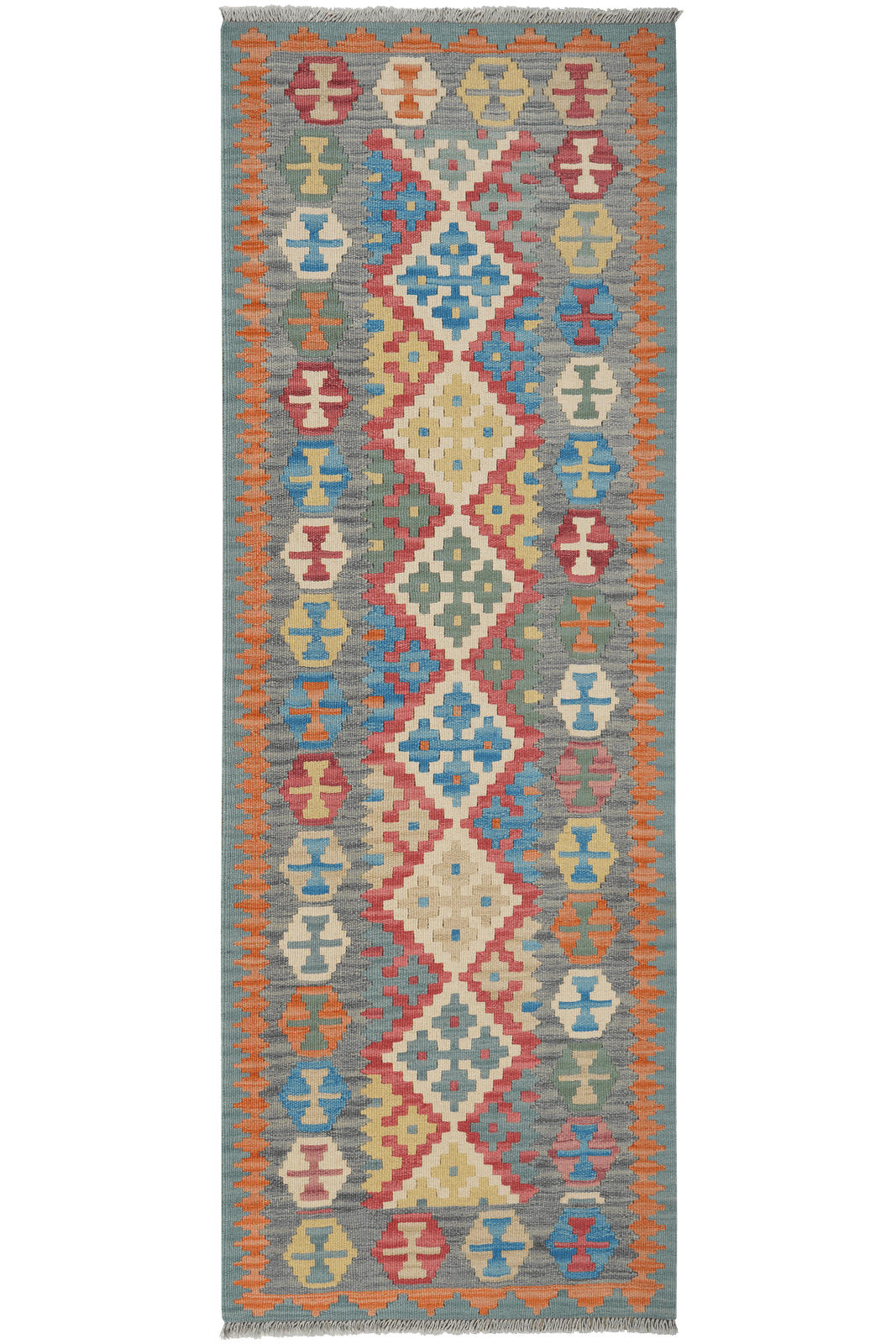 KELIM-LÄUFER handgewebt Gashgai Rot 242/84 cm Schurwolle - Rot, Textil (84/242cm) - Looma