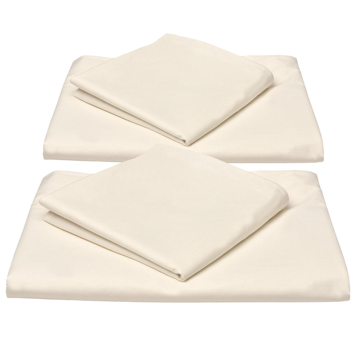 BETTWÄSCHE Julie 135/200 cm + Kissenbezug 80/80 cm Creme Renforcé 2er Set - Ecru, Textil (135/200cm)