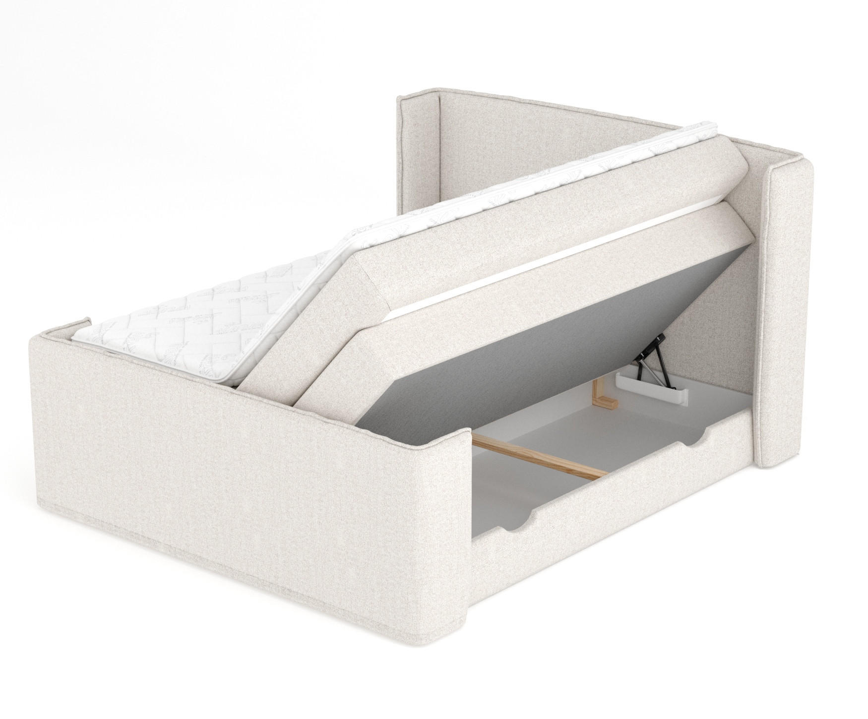 BOXSPRINGBETT Freeland Hellbeige 140/200 cm mit Matratze und Topper - Beige/Schwarz, Holz/Holzwerkstoff (140/200cm) - Maison de Reve