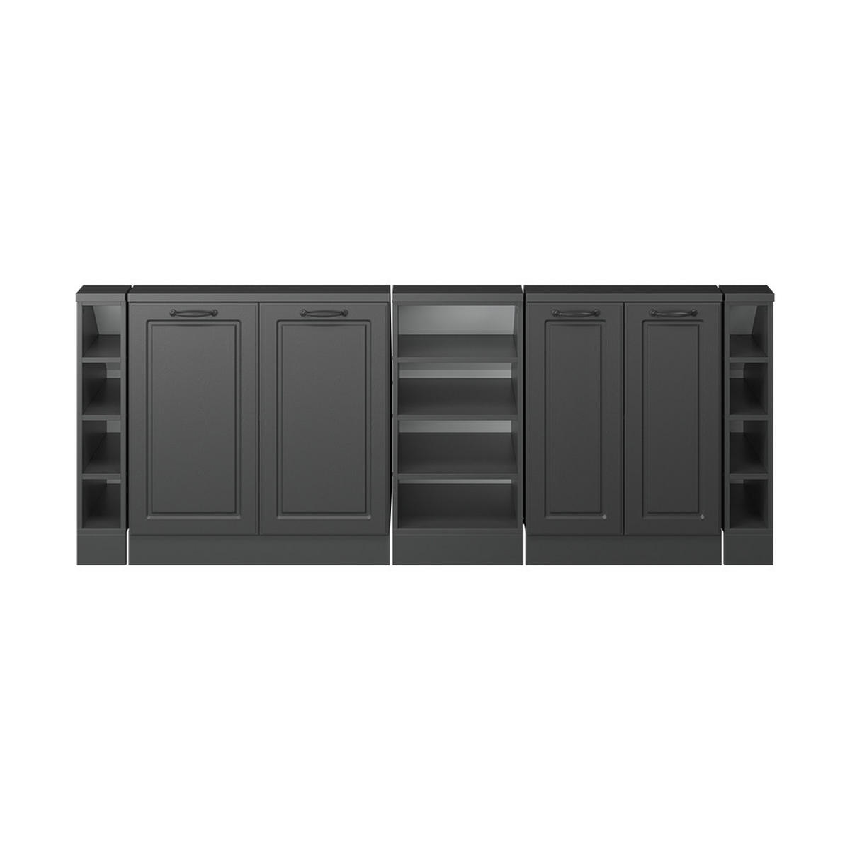DACHSCHRÄGENSCHRANK-SET Rion Anthrazit Landhaus/Anthrazit 5er Set - Anthrazit, Holzwerkstoff (215/81.6/46cm) - Vicco
