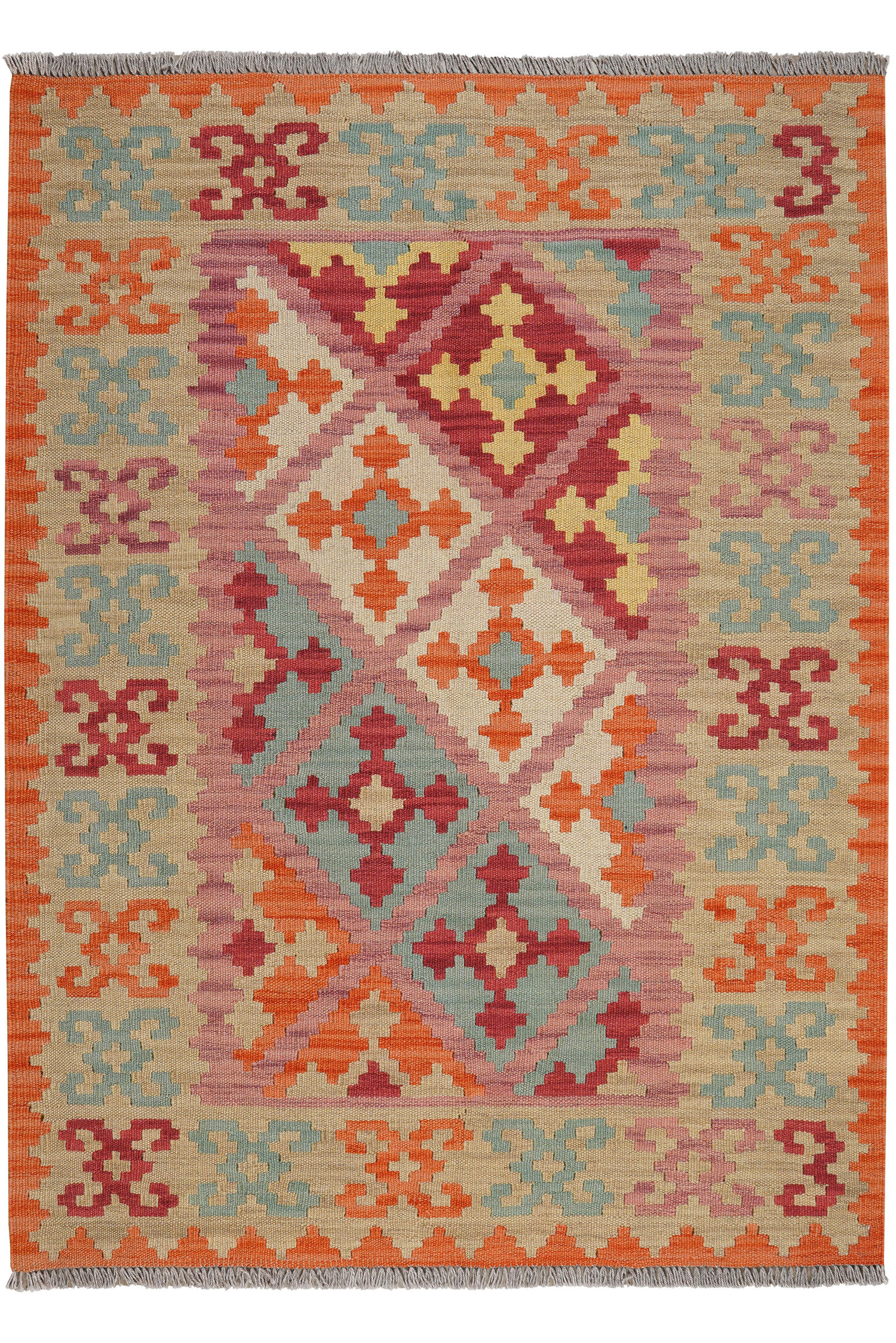 HANDWEBTEPPICH Kelim Gashgai Rosa 166/122 cm Schurwolle - Pink, Textil (122/166cm) - Looma