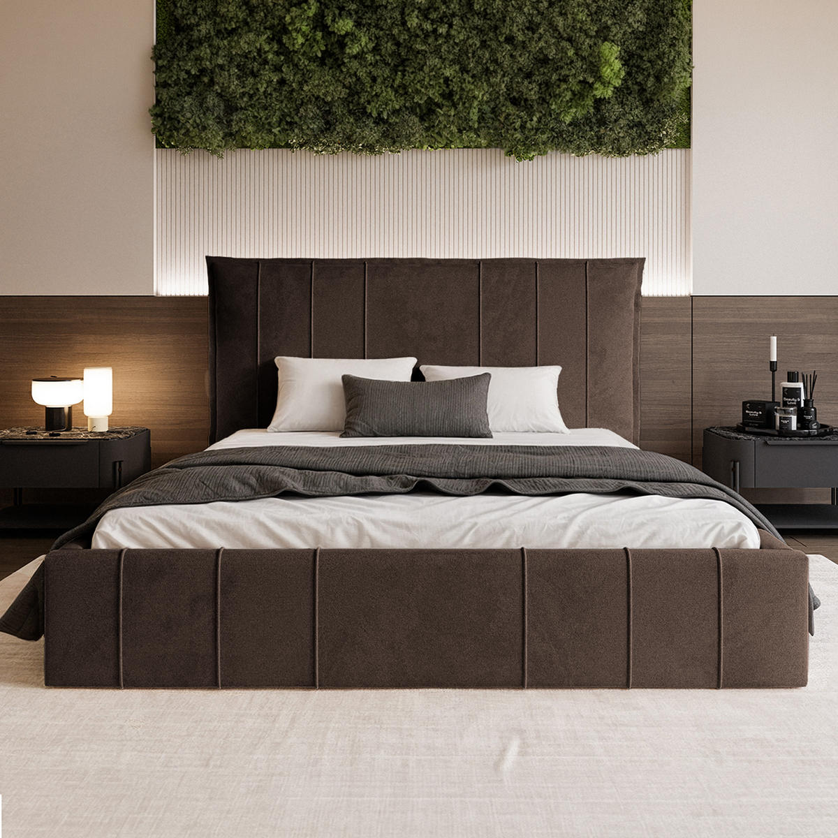 POLSTERBETT ACATE 200x200 cm, Braun - Braun, Textil (200/200cm) - Fedve