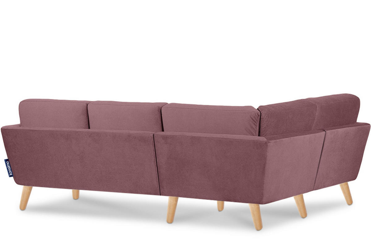 ECKSOFA-LINKS TAGIO 3/4 Sitzer, rosa - Koralle/Braun, Buchenholz/Textil (220/181cm) - KONSIMO®