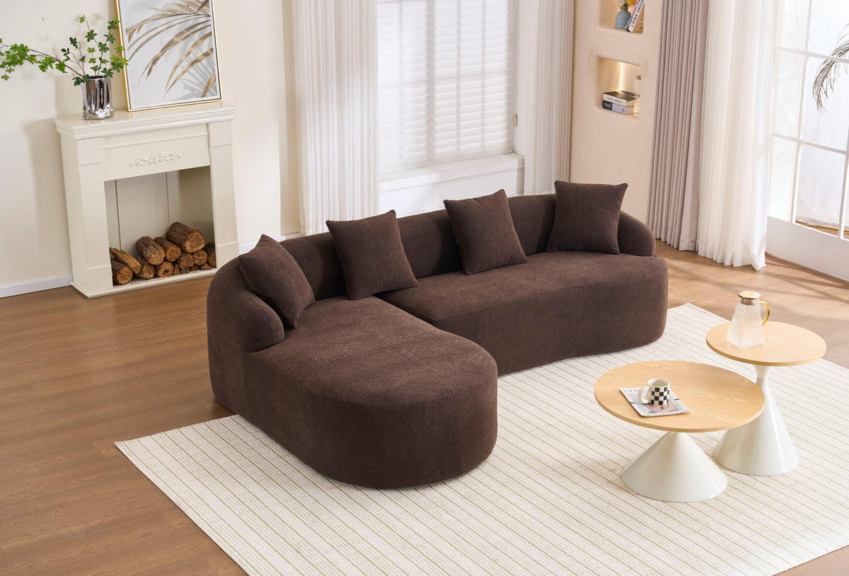 SOFA 3-Sitzer bogenförmig Chenille Braun - Braun, Textil (150/243cm) - Meubliv