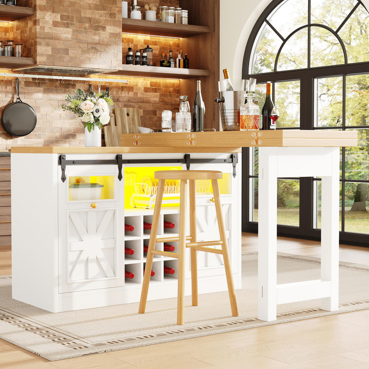 BARTISCH DE-38582 ausziehbar 120-197 cm 360° drehbar und RGB-LED Weiß - Weiß, Holzwerkstoff (40/120/72cm) - ComfortXL