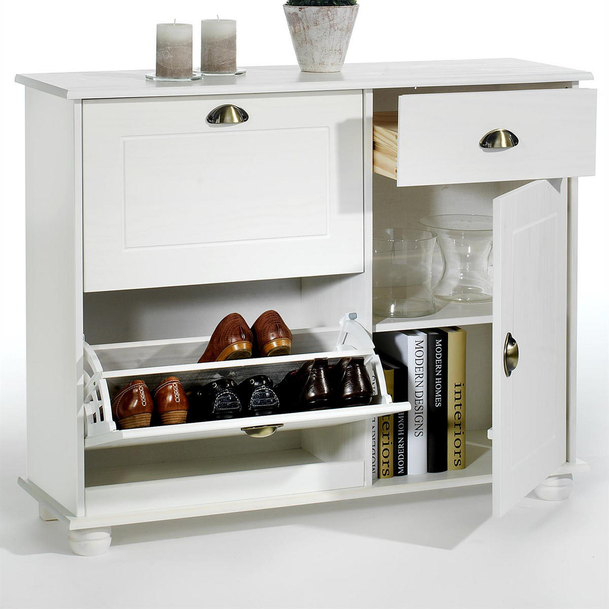 SCHUHSCHRANK COLMAR - Weiß, Holz (106/85/32cm) - IDIMEX