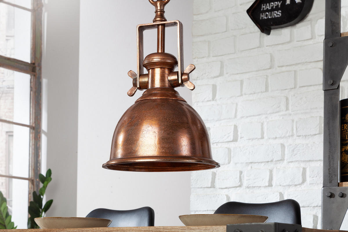 HÄNGELEUCHTE INDUSTRIAL Metall Kupfer 45 cm - Kupferfarben, Metall (29/29/45cm) - riess-ambiente