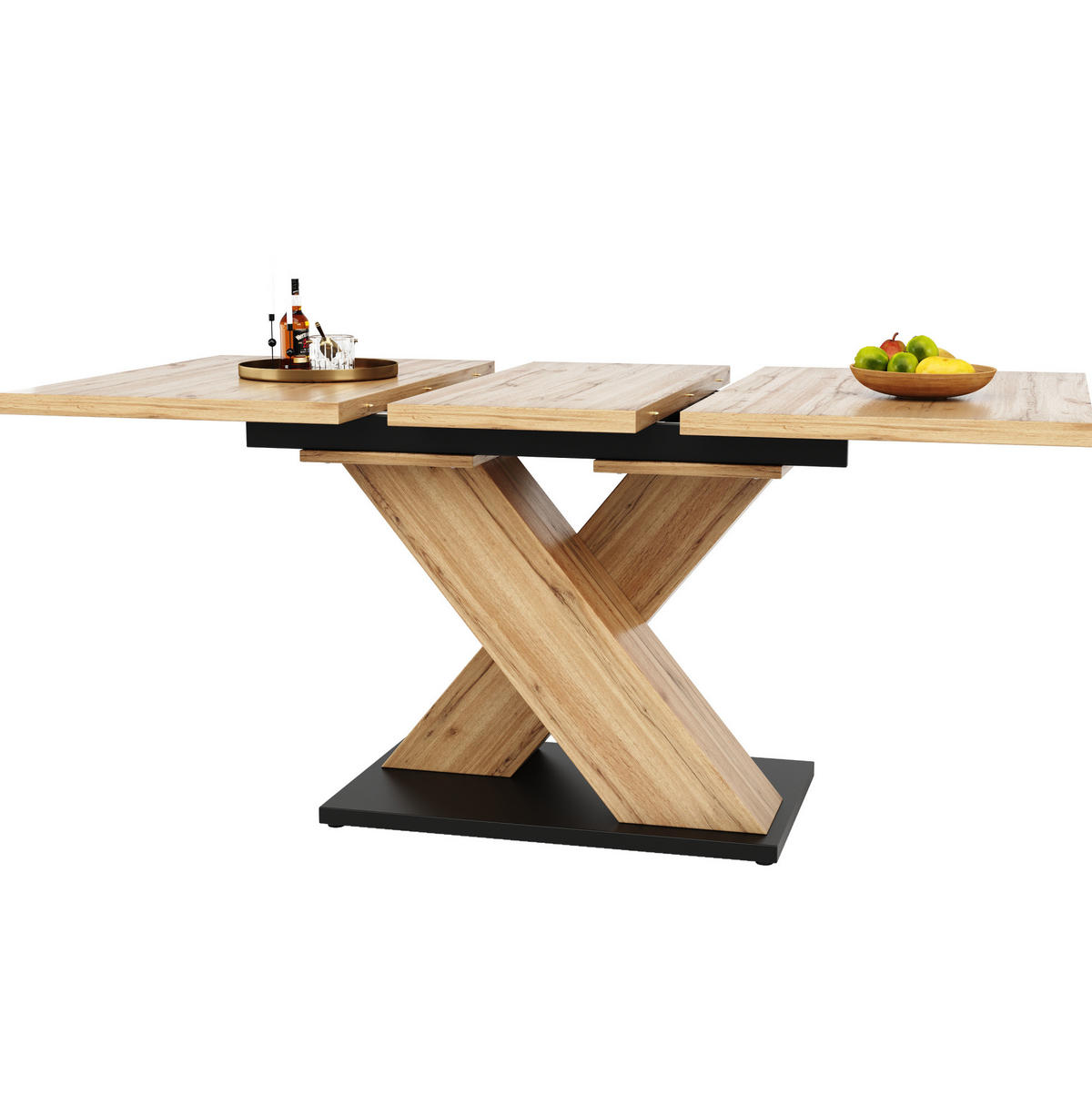 ESSTISCH 119-158,5/80/75 cm naturfarben ausziehbar mit Teleskopauszug aus MDF - Hellbraun, Holzwerkstoff (158.5/80/75cm) - OKWISH