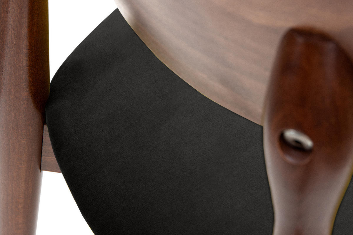 STUHL-SET RABI 2 Stück Gestell aus Buche Massivholz, schwarz - Walnussfarben/Schwarz, Holz/Buchenholz (47/79/45cm) - KONSIMO®