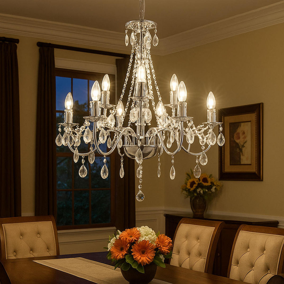 KRONLEUCHTER William Silber Kristalloptik - Silberfarben, Metall (63/63/153cm) - Globo Lighting