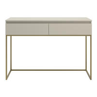 SCHMINKTISCH Selsey Bemmi Graubeige mit goldenem Metallgestell 120 cm - Beige/Goldfarben, Holzwerkstoff/Metall (120/80/50cm) - Selsey