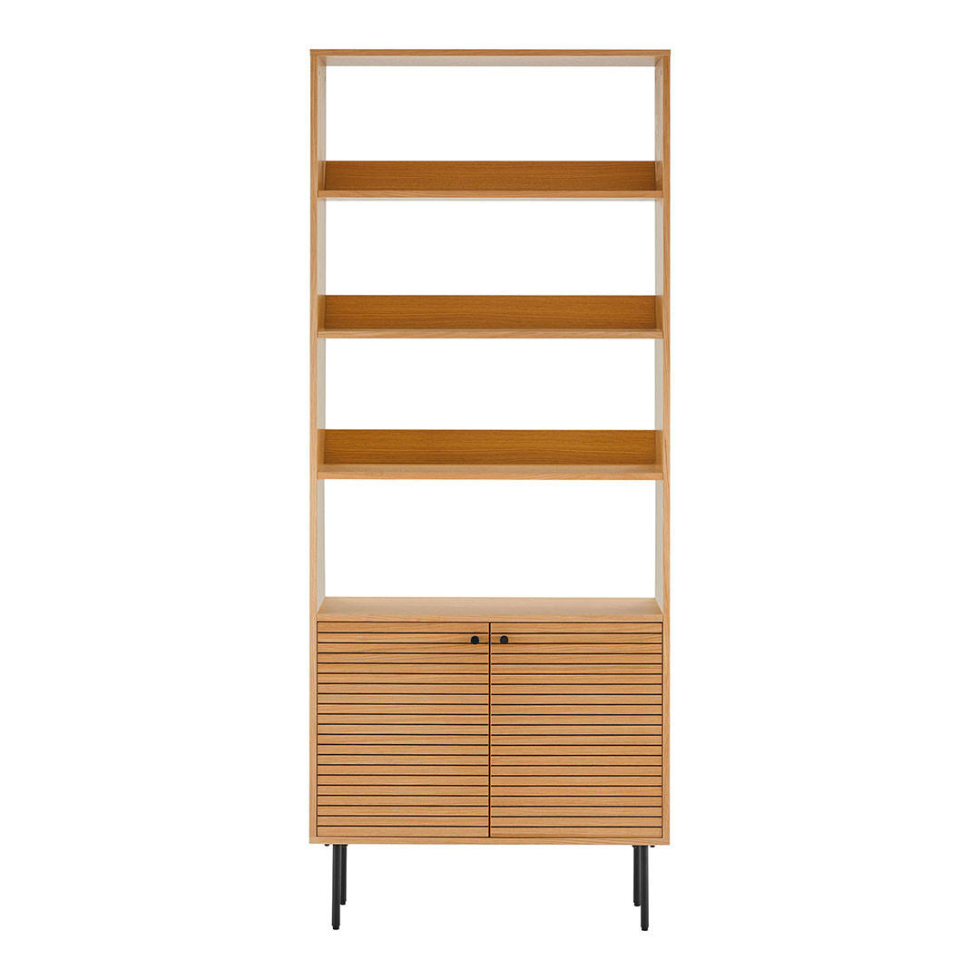REGAL, Kyoto, Eiche, Holzwerkstoff / MDF / Metall, 80 x 30 x 200 cm - Eichefarben, Holzwerkstoff/Metall (80/200/30cm) - ebuy24