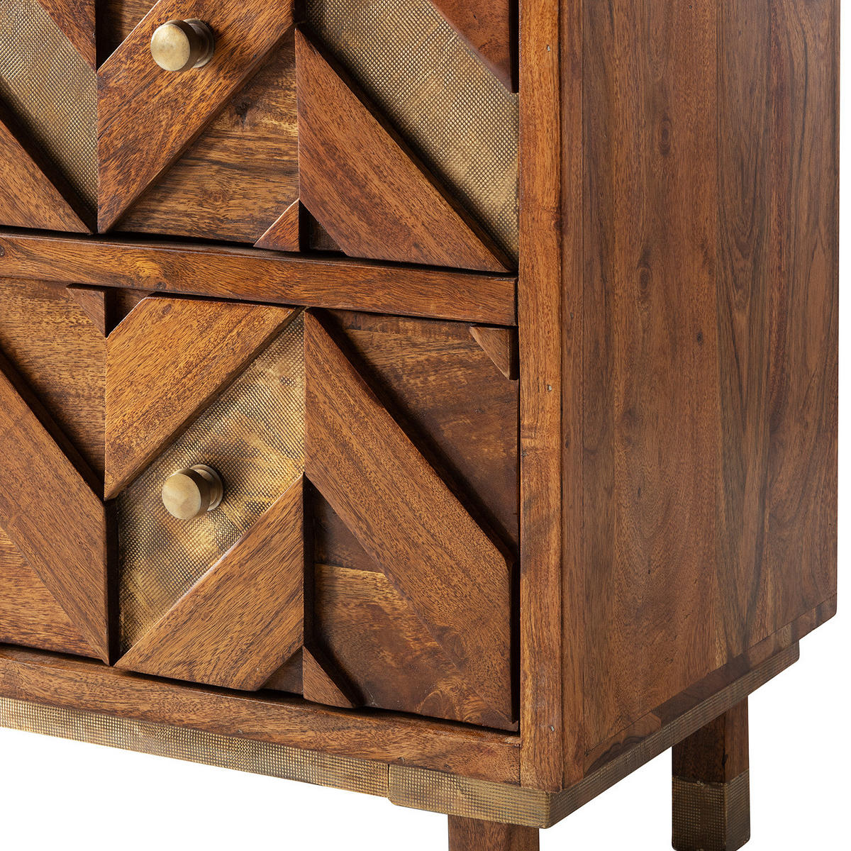 KOMMODE - Akazie massiv / Metall - Akaziefarben, Holz (90/90/40cm) - home24