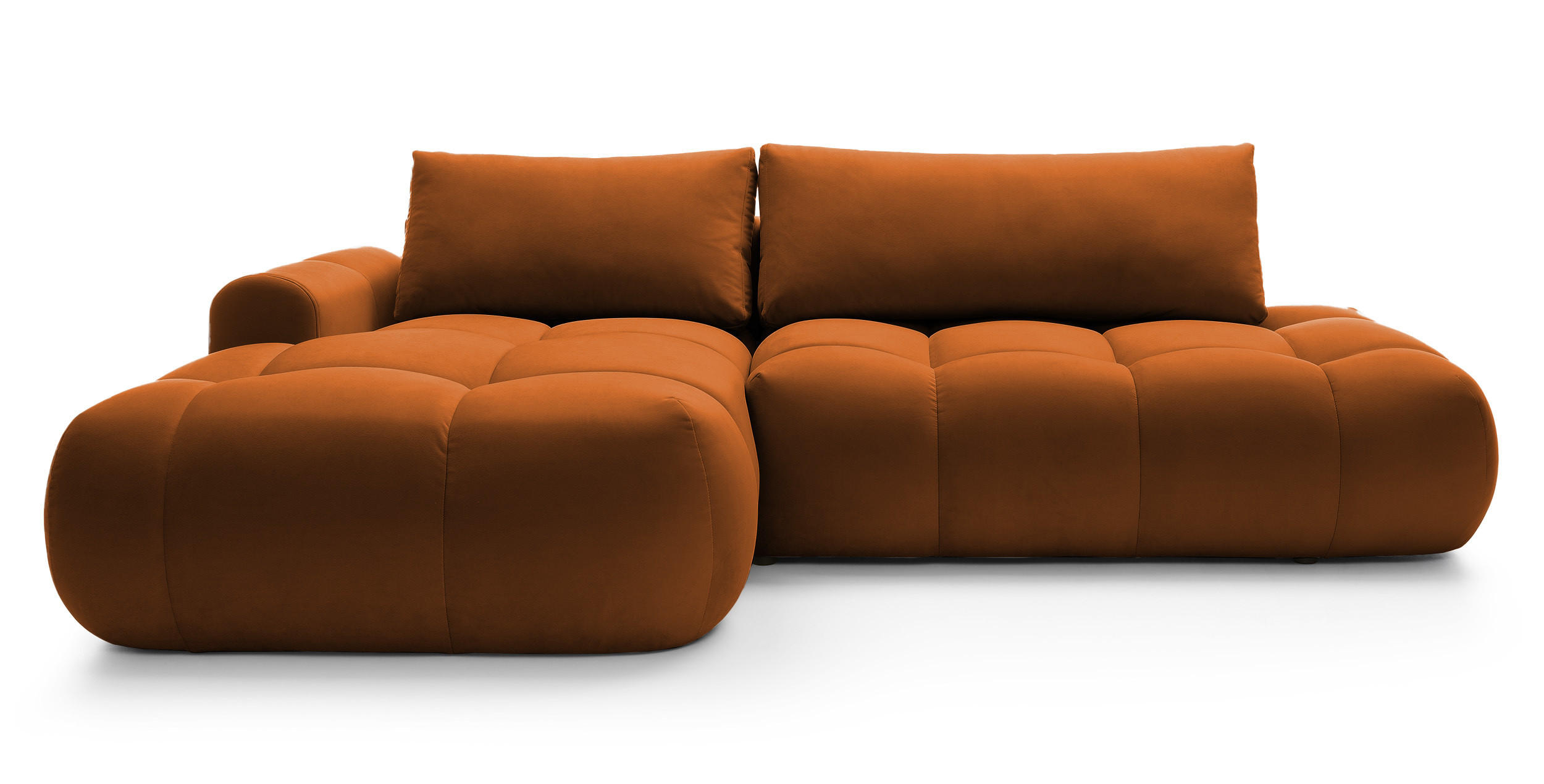 ECKSOFA Ombo Kupferbraun Velours 280 cm - Schwarz/Kupferfarben, Kunststoff/Textil (284/167cm) - Selsey
