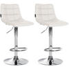 BARHOCKER 2er Set Lederlook weiß - Chromfarben/Weiß, Textil/Metall (43/87/46.5cm) - CLP