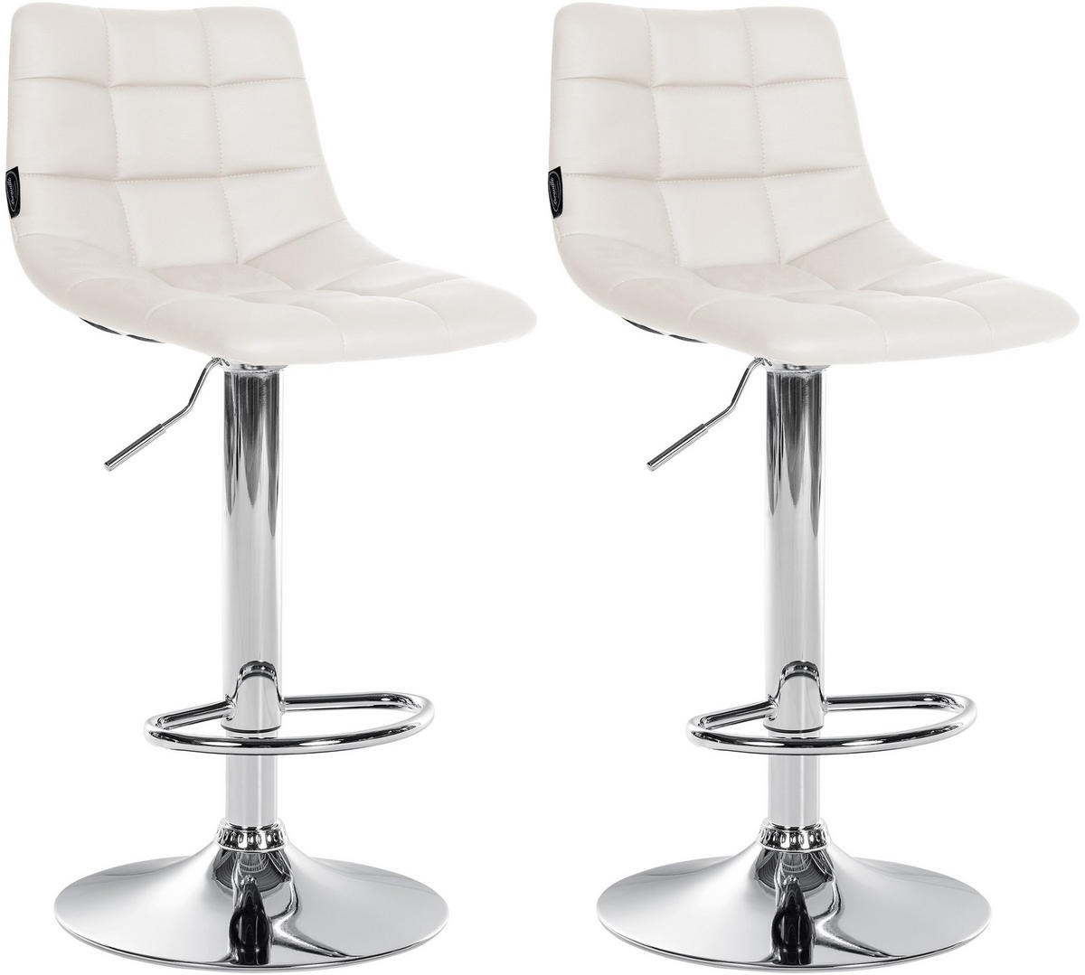 BARHOCKER 2er Set Lederlook weiß - Chromfarben/Weiß, Textil/Metall (43/87/46.5cm) - CLP